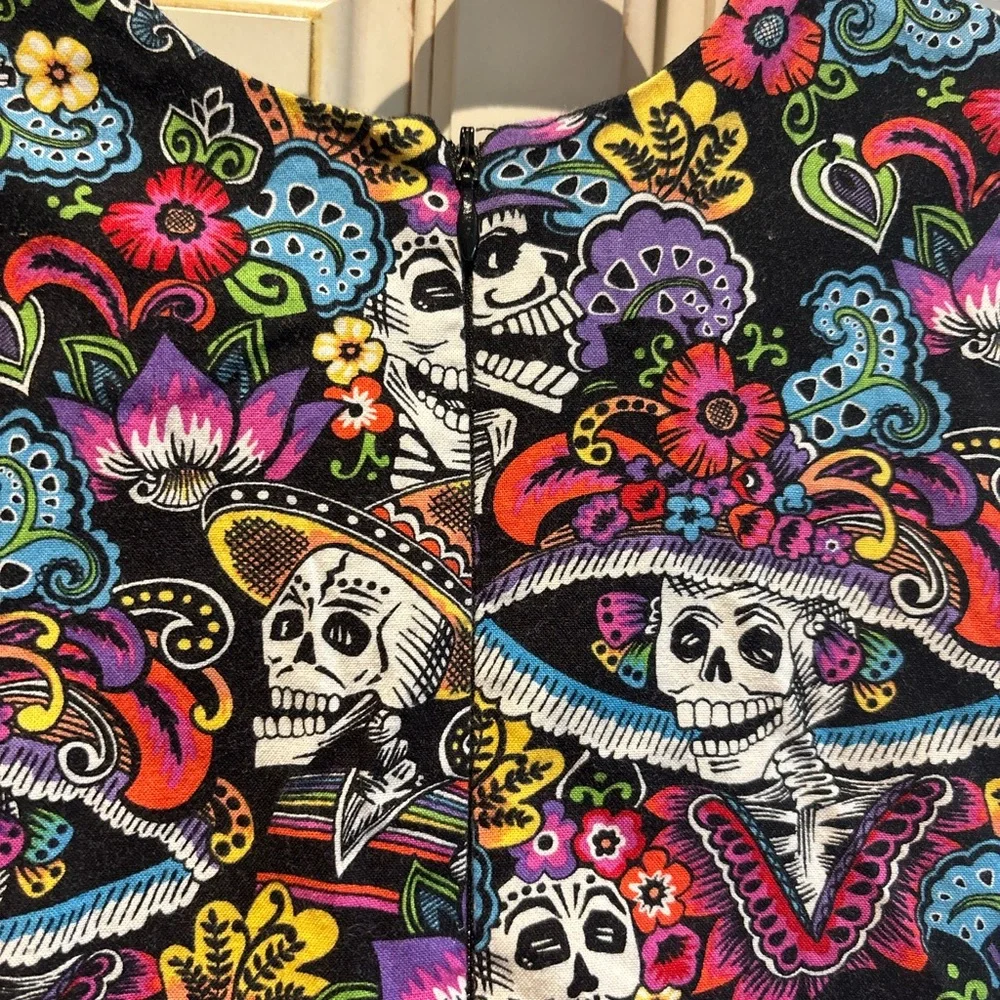 Day of the Dead Skulls Dios De Los Muertos Kid dress Size 4 blue tulle - Picture 4 of 8